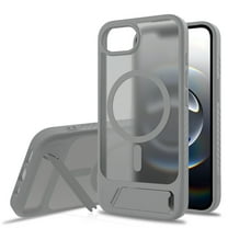 Dteck Magnetic Case for iPhone 16e / iPhone 17e,Shockproof TPU PC Anti-Slip Compatible with Mag Safe Case Adjustable Kickstand Frosted Translucent Matte Phone Cover for iPhone 16e/17e,Darkgray