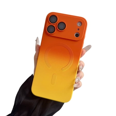 Dteck Magnetic for iPhone 17 Pro Max Case Compatible with MagSafe, Cute Gradient Bi-Color Soft TPU Shockproof Slim Cover with Camera Lens Protector for iPhone 17 Pro Max,Orange Yellow