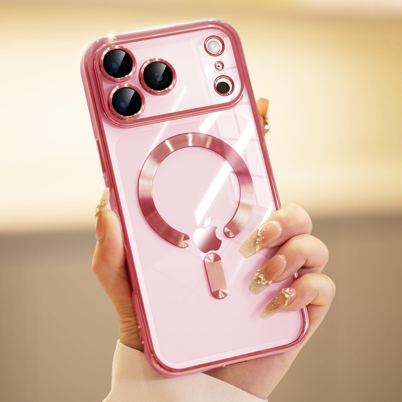 Dteck Magnetic Case for iPhone 17 Pro Max,Shockproof Electroplated TPU Case Compatible with Mag Safe Never Yellowing Full Camera Lens Protector