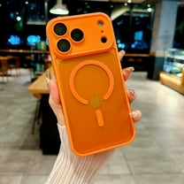 Dteck Magnetic Case for iPhone 17 Pro Max,Shockproof Matte TPU PC Case Built-in Camera Lens Protector Compatible with Mag Safe Back Cover for iPhone 17 Pro Max,Orange