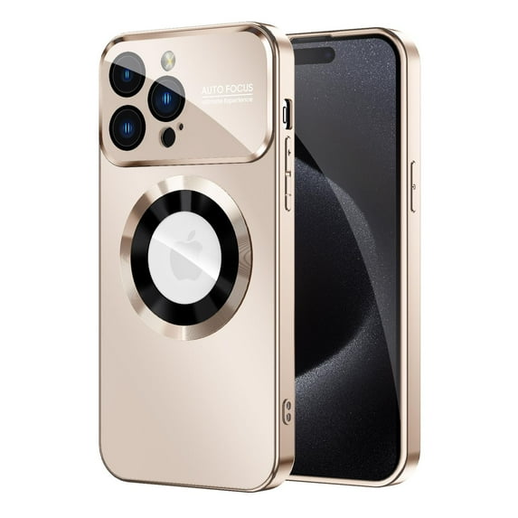 Dteck Magnetic Case for iPhone 17 Pro Max, Wireless Charging MagSafe Accessory Compatible with Built-in Camera Lens Protector, Shockproof Drop Proof Hard PC Soft TPU Phone Cover, Titaniumgold