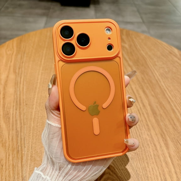 Dteck Magnetic Case for iPhone 17 Pro,Shockproof Matte TPU+PC Case Built-in Camera Lens Protector Compatible with Mag Safe Back Cover for iPhone 17 Pro,Orange