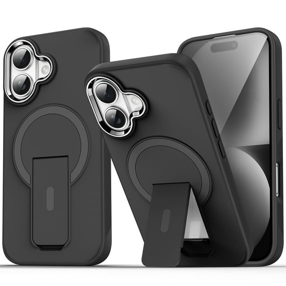 Dteck Magnetic Case for iPhone 17,Shockproof TPU+PC Compatible with Mag Safe Anti-Slip Case Invisible Bracket Kickstand Back Cover for iPhone 17,Solidblack