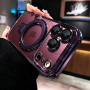 Dteck Magnetic Case for iPhone 18 Pro Max, Compatible with MagSafe Clear Cover with Invisible Stand, Camera Lens Protector & Shockproof Hybrid Protection,Dark Purple