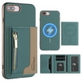 thumbnail image 1 of Dteck Magnetic Case for iPhone 8 Plus/7 Plus, 2 in 1 Wallet Case Detachable Card Holder, Compatible with MagSafe, Slim PU Leather RFID Blocking Credit Slots Zipper Pocket,Green, 1 of 7
