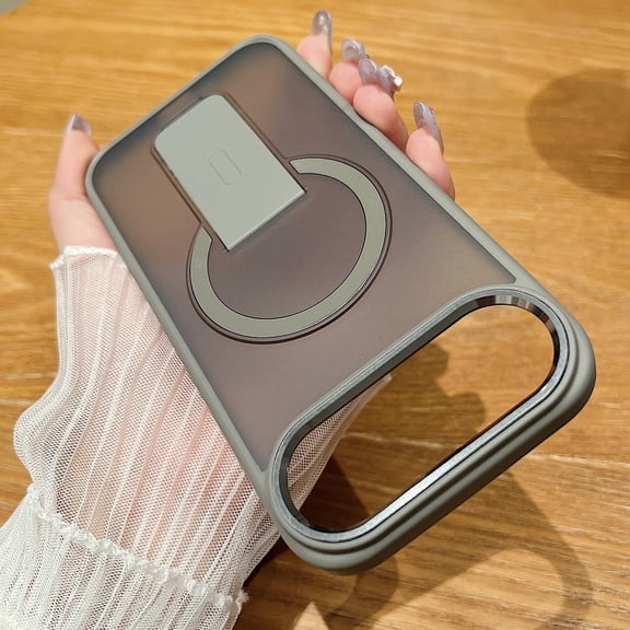 Dteck Magnetic Case for iPhone Air,Shockproof TPU+PC Compatible with Mag Safe Anti-Slip Case Invisible Bracket Kickstand Translucent Matte Back Cover for iPhone Air,Gray