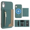 thumbnail image 1 of Dteck Magnetic Case for iPhone XR, 2 in 1 Wallet Case Detachable Card Holder, Compatible with MagSafe, Slim PU Leather RFID Blocking Credit Slots Zipper Pocket,Green, 1 of 7
