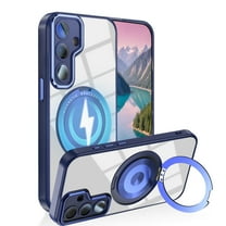 Dteck Magnetic Clear Case for Samsung Galaxy A26 5G,Shockproof TPU PC Case Built-in Camera Lens Protector Compatible with Mag Safe Transparent Rotating Ring Stand Cover,Blue