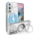 thumbnail image 1 of Dteck Magnetic Clear Case for Samsung Galaxy S24 FE,Shockproof TPU+PC Case Built-in Camera Lens Protector Compatible with Mag Safe Transparent Rotating Ring Stand Cover,Gray, 1 of 7