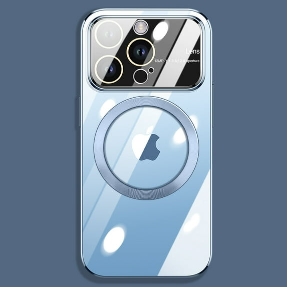 Dteck Magnetic Clear Case for iPhone 14 6.1" 2022 Case, Compatible with MagSafe with Full Camera Cover Protection Shockproof Protective Thin Slim Plating Case for Women Girls, Blue