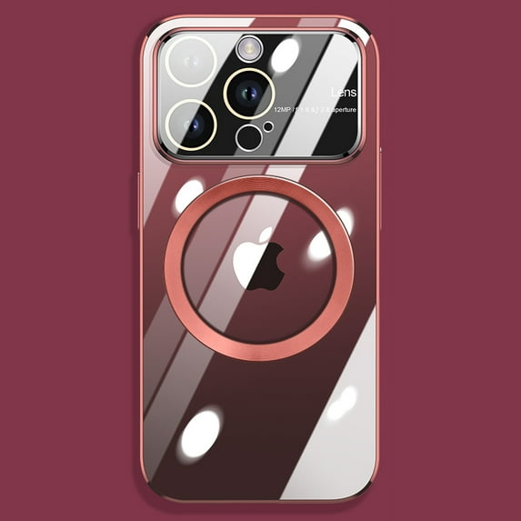 Dteck Magnetic Clear Case for iPhone 14 Plus 6.7" 2022 Case, Compatible with MagSafe with Full Camera Cover Protection Shockproof Protective Thin Slim Plating Case for Women Girls, Red