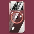 thumbnail image 1 of Dteck Magnetic Clear Case for iPhone 14 Pro Case, Compatible with MagSafe with Full Camera Cover Protection Shockproof Protective Thin Slim Plating Case for Women Girls 6.1" 2022, Red, 1 of 13
