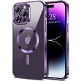 thumbnail image 1 of Dteck Magnetic Clear Case for iPhone 15 Pro, Compatible with MagSafe, Full Camera Lens Protection Luxury Plating Slim Soft TPU Shockproof Protective Cover for iPhone 15 Pro,Purple, 1 of 5