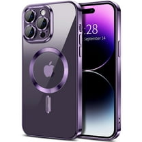 Dteck Magnetic Clear Case for iPhone 15 Pro, Compatible with MagSafe, Full Camera Lens Protection Luxury Plating Slim Soft TPU Shockproof Protective Cover for iPhone 15 Pro,Purple