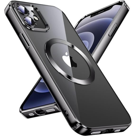 Dteck Magnetic Clear for iPhone 11 Case with Exlusive Build-in Camera Cover, Compatible with MagSafe for Women Girls Phone Case 6.1 Inch,Black