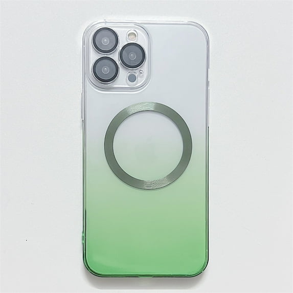 Dteck Magnetic Crystal Clear Designed for iPhone 12 Pro Case 2020, Compatible with MagSafe Wireless Charging Anti-Yellow Shockproof Drop Tested PC Back iPhone 12 Pro 6.1", Green/Clear