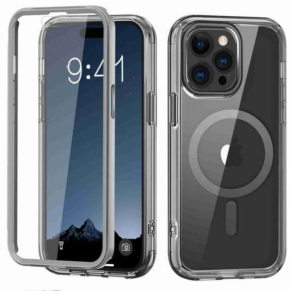Dteck Magnetic Designed for iPhone 14 Pro Max Case, Compatible with MagSafe Built-in Touch Sensitive Anti-Scratch Screen Protector Cover for iPhone 14 Pro Max,Gray