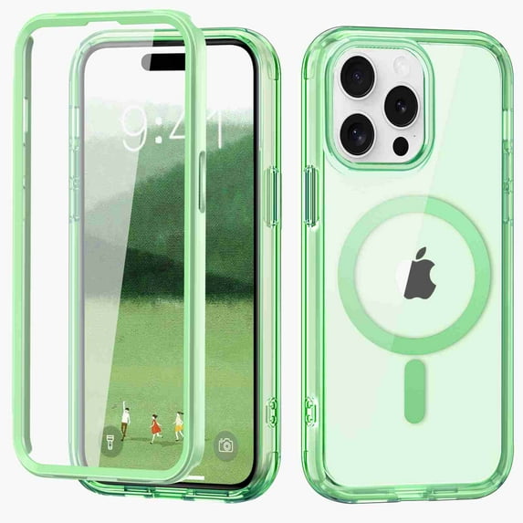 Dteck Magnetic Designed for iPhone 15 Pro Case, Compatible with MagSafe Built-in Touch Sensitive Anti-Scratch Screen Protector Cover for iPhone 15 Pro,Green