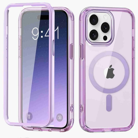 Dteck Magnetic Designed for iPhone 15 Pro Max Case, Compatible with MagSafe Built-in Touch Sensitive Anti-Scratch Screen Protector Cover for iPhone 15 Pro Max,Lightpurple