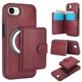thumbnail image 1 of Dteck Magnetic Detachable Wallet Case for iPhone 16e,Luxury Leather 2 in 1 Case Compatible with Mag Safe Card Slot Pocket Stand Shockproof Cover for iPhone 16e,Winered, 1 of 5