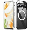 thumbnail image 1 of Dteck Magnetic for Google Pixel 9 Case, Compatible with MagSafe Charger Ultra Slim Matte PC Back Metal Frame Bumper Scratch Resistant Safety Lock Shockproof Protective Case, Silver, 1 of 8