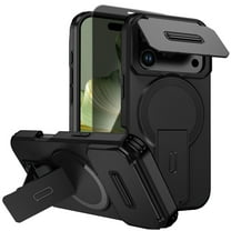 Dteck Magnetic Kickstand Kickstand Case For iPhone 17 Pro with Auto Alignment Privacy Screen Protector, Shockproof  Lens Slide Cover Heavy Duty Hard Protective Cover,  Black