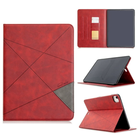 Dteck Magnetic Leather Case for Apple iPad Pro 12.9" 4th Generation 2020 Released ,Smart Wallet Card Holder Kickstand Folio Shockproof Automatic wake/sleep Cover 12.9-inch,Red