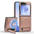 thumbnail image 1 of Dteck Magnetic Leather Case for Samsung Galaxy Z Flip 5, Compatible with MagSafe,Kickstand Cover with HD Screen Protector, Shockproof Slim Protective Phone Case,Rosegold, 1 of 5