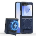 thumbnail image 1 of Dteck Magnetic Leather Case for Samsung Galaxy Z Flip 6, Compatible with MagSafe,Kickstand Cover with HD Screen Protector, Shockproof Slim Protective Phone Case,Blue, 1 of 5