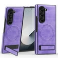 thumbnail image 1 of Dteck Magnetic Leather Case for Samsung Galaxy Z Fold 3,Shockproof Leather Compatible with Mag-safe Adjustable Kickstand Protective Cover for Galaxy Z Fold 3 5G,Purple, 1 of 6