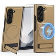 thumbnail image 1 of Dteck Magnetic Leather Case for Samsung Galaxy Z Fold 4, Compatible with MagSafe,Kickstand Cover with HD Screen Protector, Shockproof Slim Protective Phone Case,Desert Gold, 1 of 6
