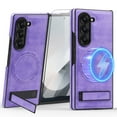 thumbnail image 1 of Dteck Magnetic Leather Case for Samsung Galaxy Z Fold 4, Compatible with MagSafe,Kickstand Cover with HD Screen Protector, Shockproof Slim Protective Phone Case,Purple, 1 of 6