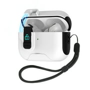Dteck Magnetic Lock Case for AirPods Pro 3 (2025), Shockproof Dust-Proof Protective Cover with Charging Port Plug, Foldable Stand Bracket, Wireless Charging Compatible Cover, Whiteblack