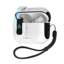 Dteck Magnetic Lock Case for AirPods Pro 3 (2025), Shockproof Dust-Proof Protective Cover with Charging Port Plug, Foldable Stand Bracket, Wireless Charging Compatible Cover, Whiteblack