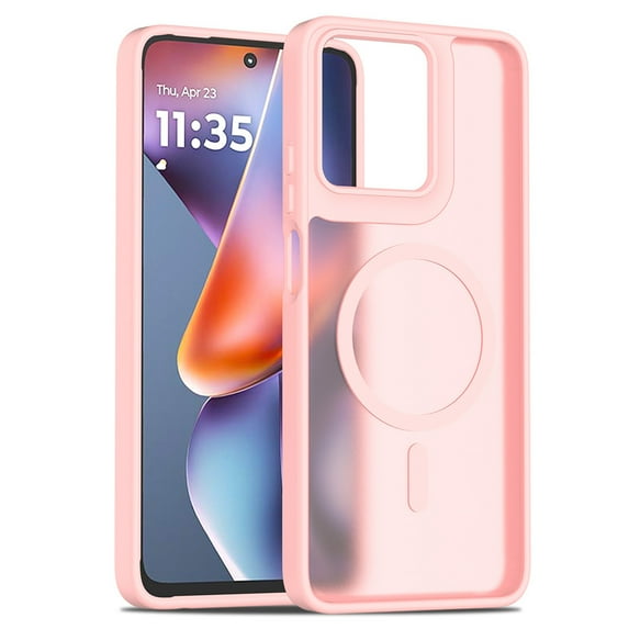 Dteck Magnetic Matte Case for Moto G Power 5G (2025),Shockproof TPU+PC Case Compatible with Mag Safe Frosted Translucent Back Cover for Moto G Power 5G (2025),Pink