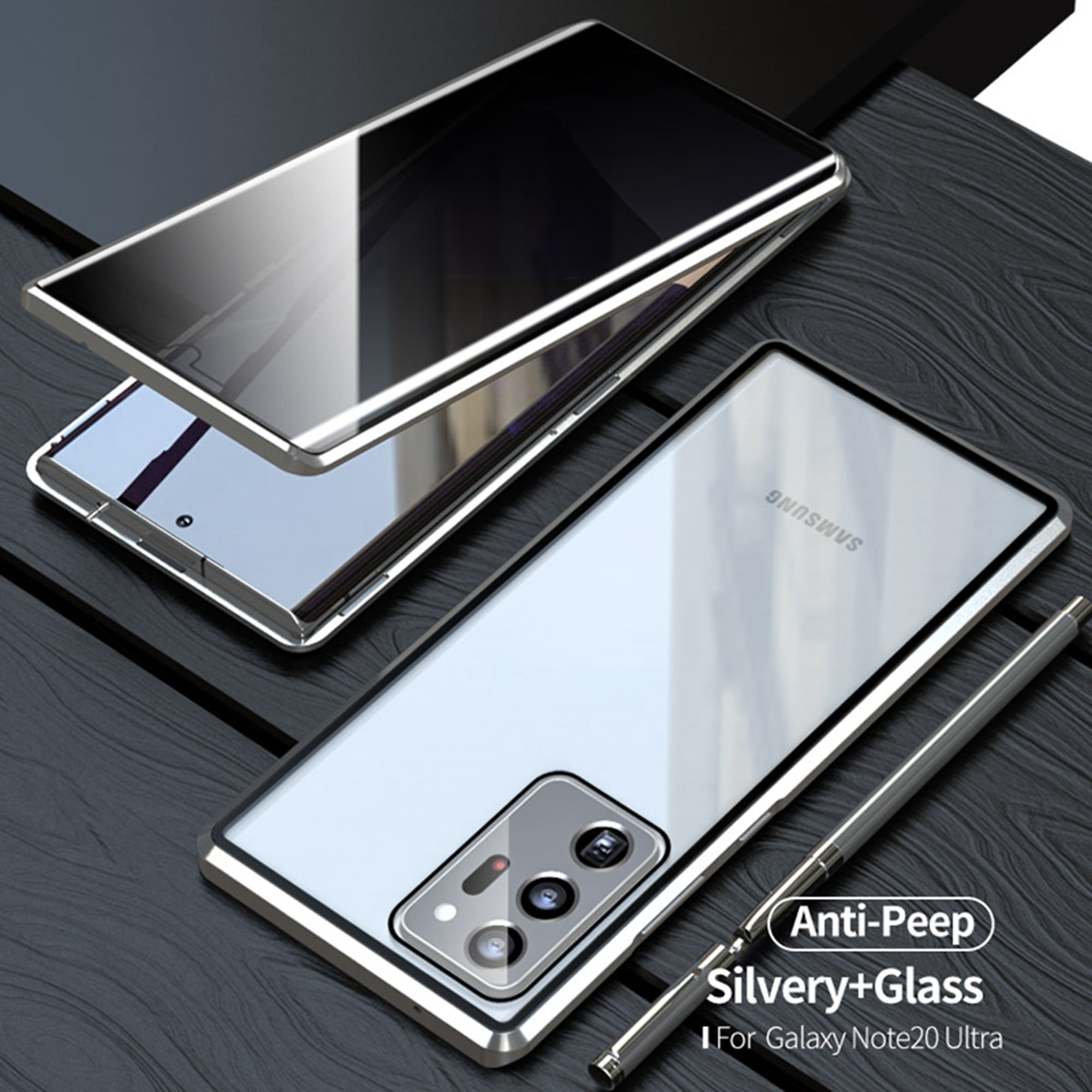 Compre Moldura de Metal Magnético + Casca de Estojo Anti-peep de Vidro de  Vidro Duplo Para o Samsung Galaxy Note20 4G/5G - Preto da China