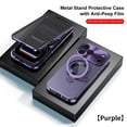 thumbnail image 1 of Dteck Magnetic Metal Case for iPhone 17 Pro,Shockproof Full Body Protective Case Compatible with Mag Safe Built-in Privacy Screen Protector with Ring Holder Stand Cover,Darkpurple, 1 of 5