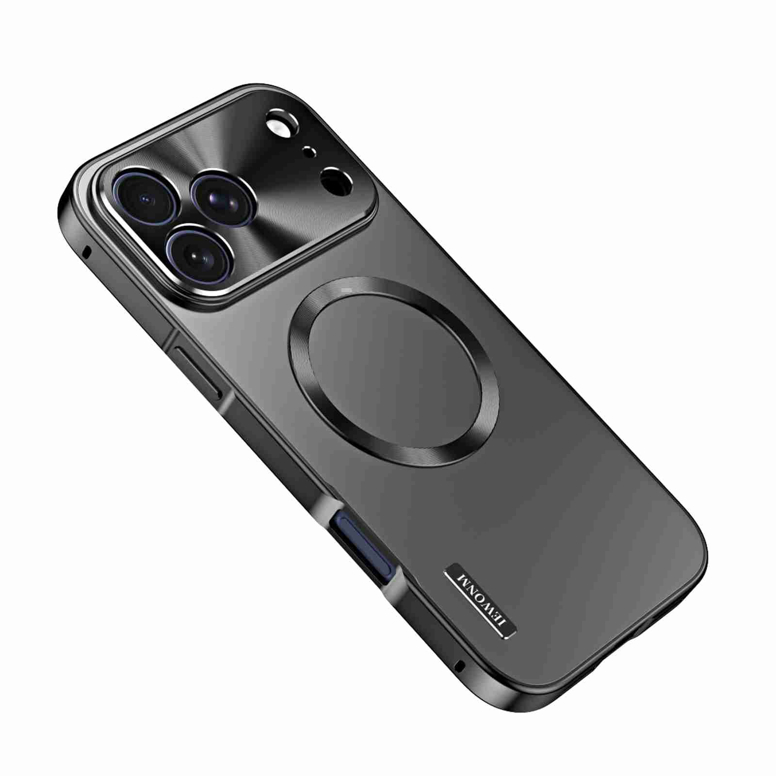 Dteck Magnetic Metal Frame Case for iPhone 17 Pro Max, Luxury Aluminum Alloy Magnetic Adsorption Cover with Built-in Lens Protector Shockproof Hard Back Cover, Black