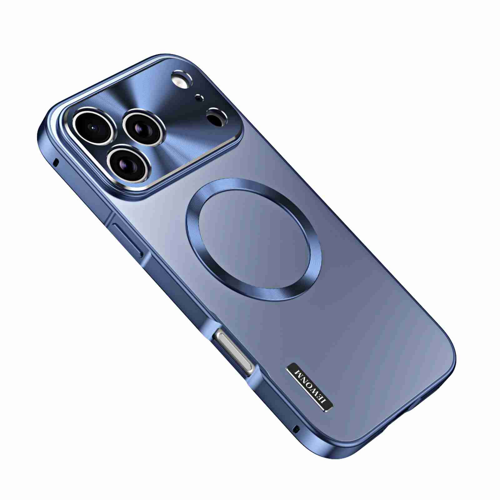 Dteck Magnetic Metal Frame Case for iPhone 17 Pro Max, Luxury Aluminum Alloy Magnetic Adsorption Cover with Built-in Lens Protector Shockproof Hard Back Cover, Blue