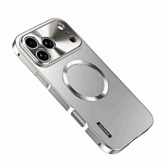 Dteck Magnetic Metal Frame Case for iPhone 17 Pro Max, Luxury Aluminum Alloy Magnetic Adsorption Cover with Built-in Lens Protector Shockproof Hard Back Cover, Titanium