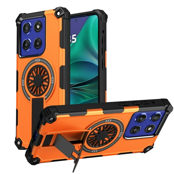 Dteck Magnetic for Motorola Moto G Power 5G (2025) Case, Compatible with MagSafe, Military Grade Dropproof with Invisible Stand Dual Layer Shockproof Phone Cover,Orange