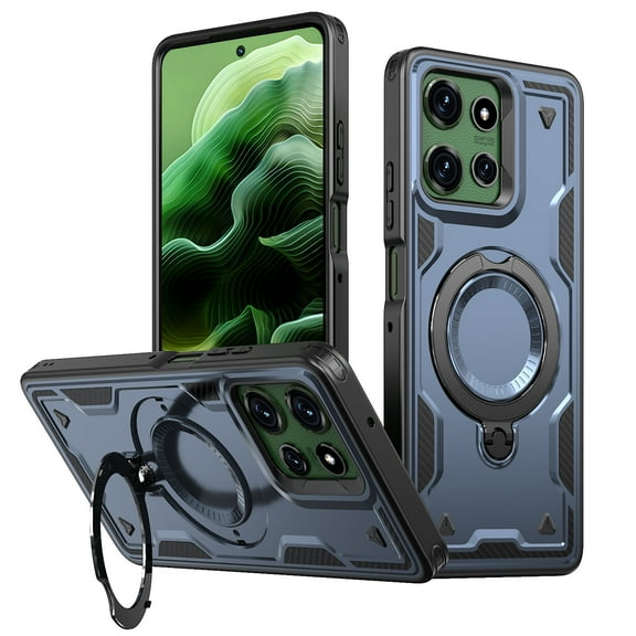 Dteck Magnetic for Motorola Moto G Power 5G 2025 Case with Kickstand, Shockproof TPU+PC Case Compatible with MagSafe Military Grade Ring Stand Heavy Duty Drop Rugged Cover,Blue