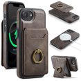 thumbnail image 1 of Dteck Magnetic PU Leather Case for iPhone 16E (2025), Compatible with MagSafe Accessory, Detachable Wallet RFID Blocking Card Holder Ring Stand Shockproof Protective Phone Case, Coffee, 1 of 7