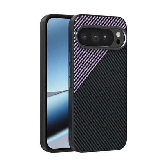 Dteck Magnetic Phone Case for Google Pixel 10 Pro XL, Compatible with MagSafe, Carbon Fiber Skin Shockproof Protective Cover,Purple