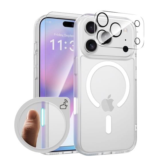 Dteck Magnetic Phone Case for iPhone 17 Pro with Camera Control Button, MagSafe Compatibility Scratch-Resistant Matte Translucent Phone Cover,Frosted Clear