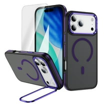 Dteck Magnetic Phone Case For iPhone 17 Pro Max with Lens Stand and Screen Protector, Shockproof MagSafe Compatible Cover with Drop Protection and Kickstand Hard Cover, Purple