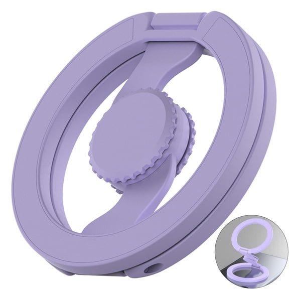 Dteck Magnetic Phone Ring Holder, Compatible with MagSafe, Double Adjustable Gym Finger Ring Grip, Removable Phone Grip,Light Purple