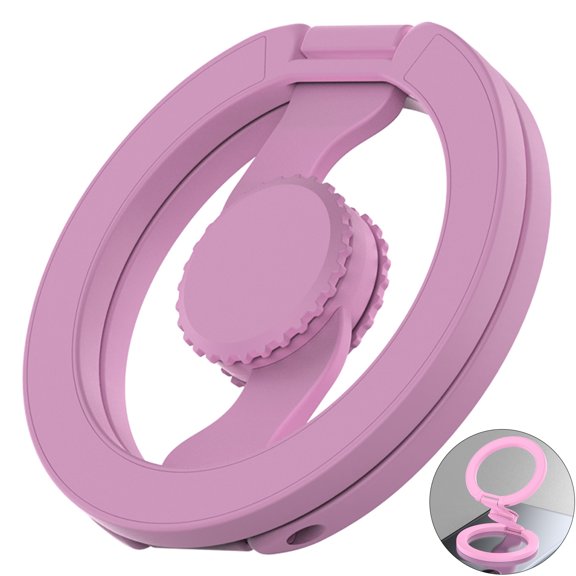 Dteck Magnetic Phone Ring Holder, Compatible with MagSafe, Double Adjustable Gym Finger Ring Grip, Removable Phone Grip,Pink
