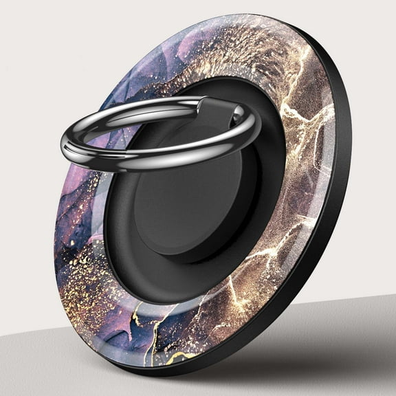 Dteck Magnetic Phone Ring Holder for MagSafe, 360 Degree Rotation Magnet Finger Ring Grip Stand Holder, Compatible with 15 Pro Max 14 13 12 Series, MagSafe Accessories,Gold Marble
