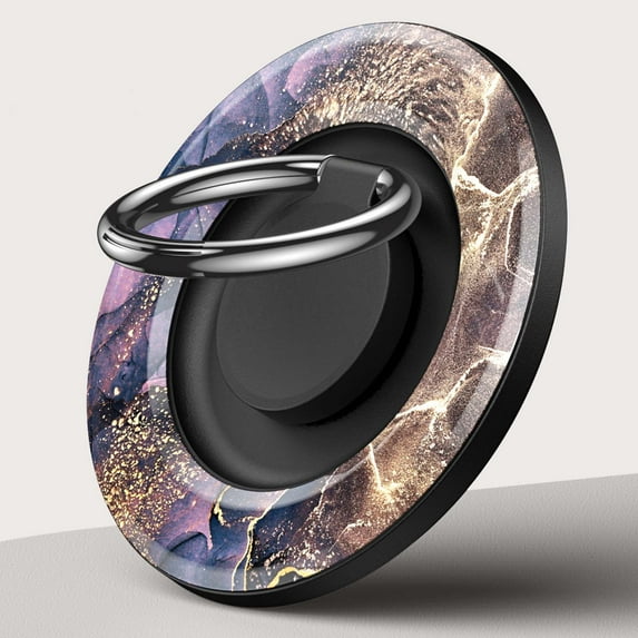 Dteck Magnetic Phone Ring Holder for MagSafe, 360 Degree Rotation Magnet Finger Ring Grip Stand Holder, Compatible with 15 Pro Max 14 13 12 Series, MagSafe Accessories,Gold Marble